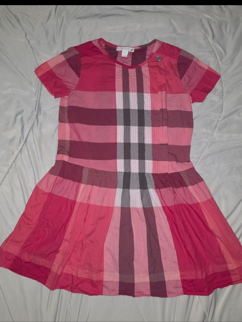 Burberry Girls Pink Plaid Short-Sleeve Dress 10 Yrs